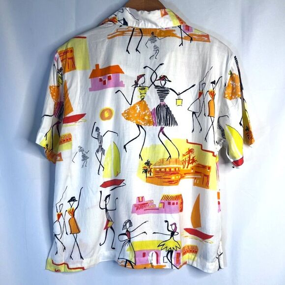 New Direction NWT Novelty Print Cotton Button Up Stick Figure Women Small - Picture 2 of 11